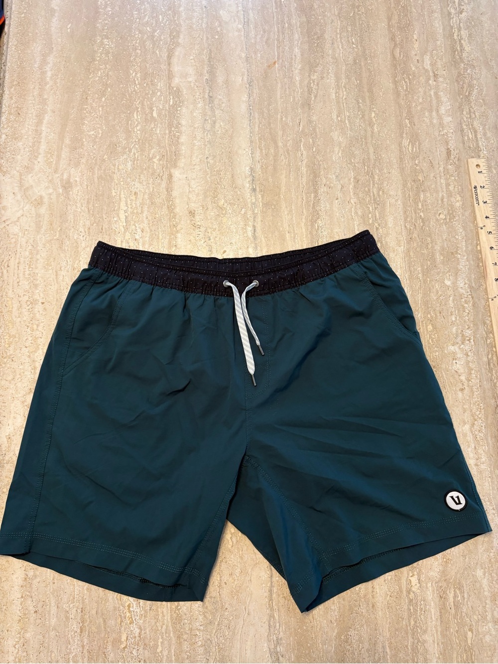 Vuori Mens Kore Short Dark Teal Blue Athletic Lined Shorts
